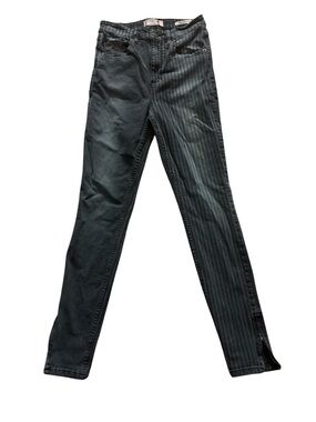 Guess Women's Blue Pinstripe Skinny Jeans with Side Zip